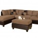 Bobkona Hungtinton Microfiber/Faux Leather 3-Piece Sectional Sofa Set, Saddle